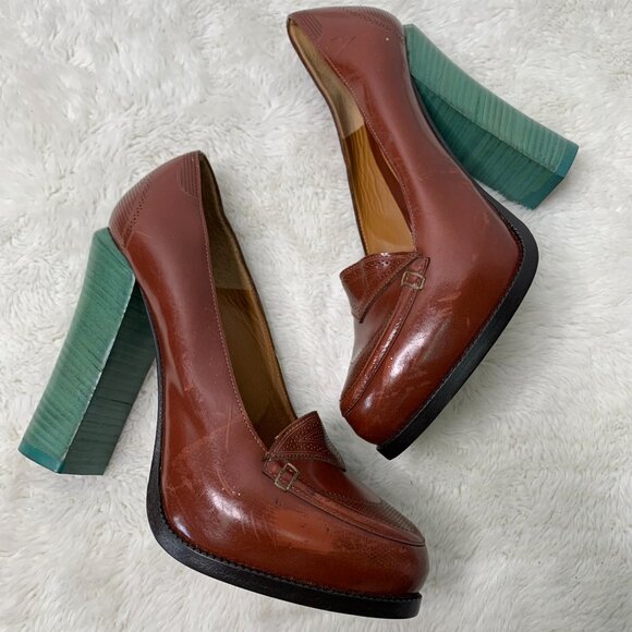 Fendi Shoes - Fendi Women's Brown Leather Platform Pumps Heels Size 38 1/2